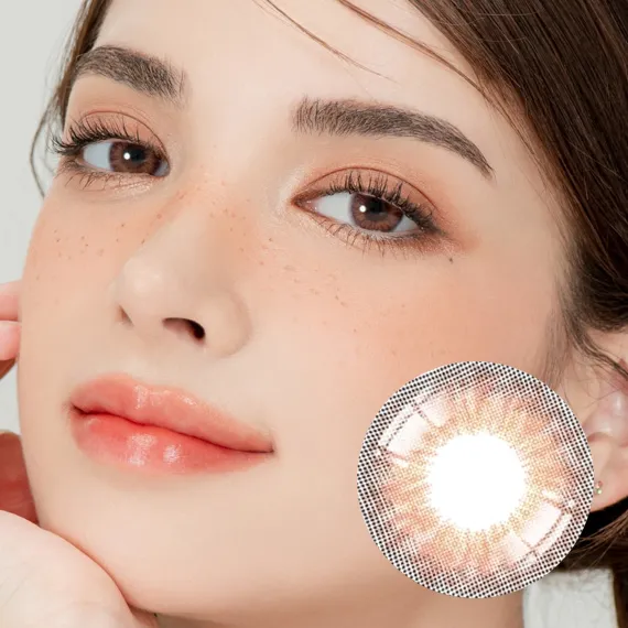 Lensrang Iwwinka Pink Brown Colored Contacts (1Month/2Pc)