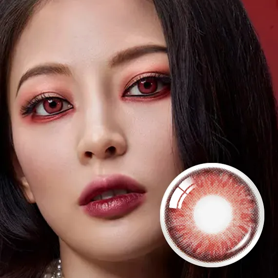 Olens Vampire Red Halloween Colored Contact Lenses (1Month/1Pc)